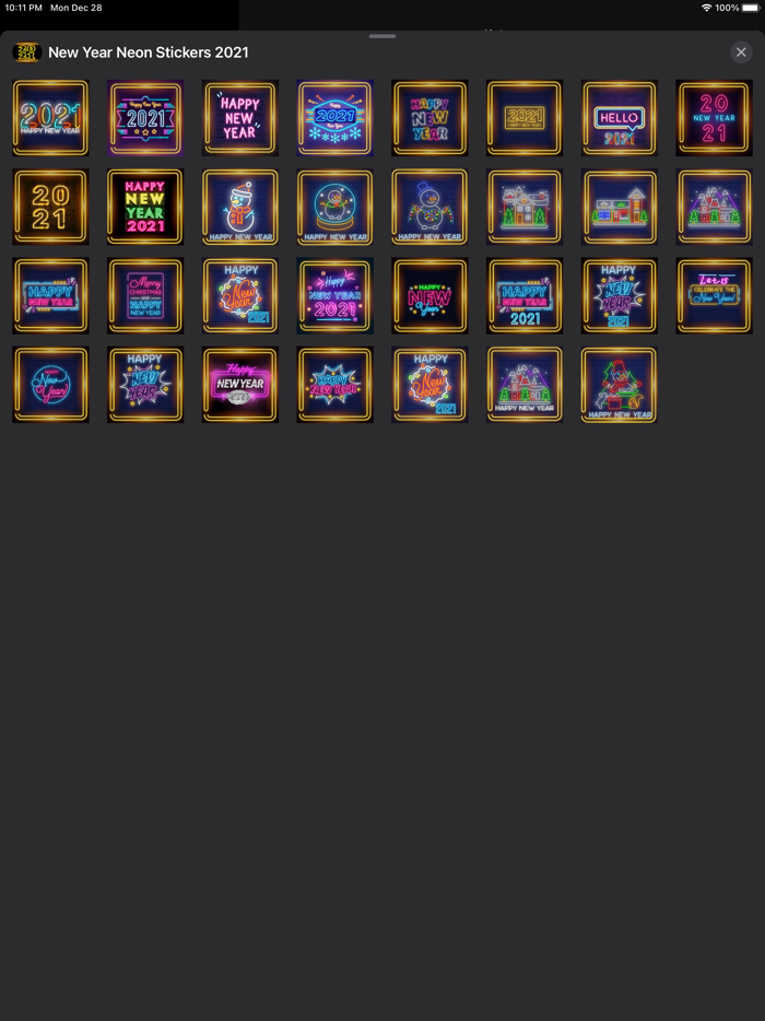 New Year Neon Stickers 2021