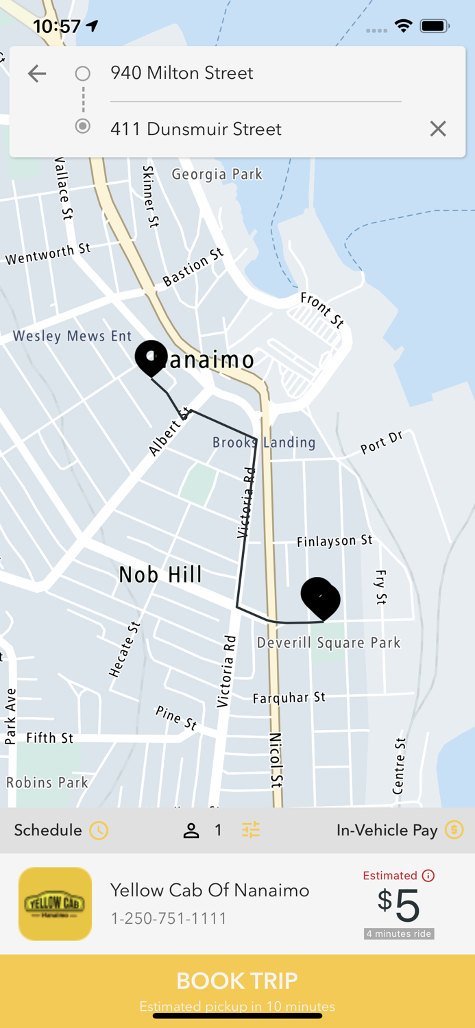 Yellow Cab Nanaimo App