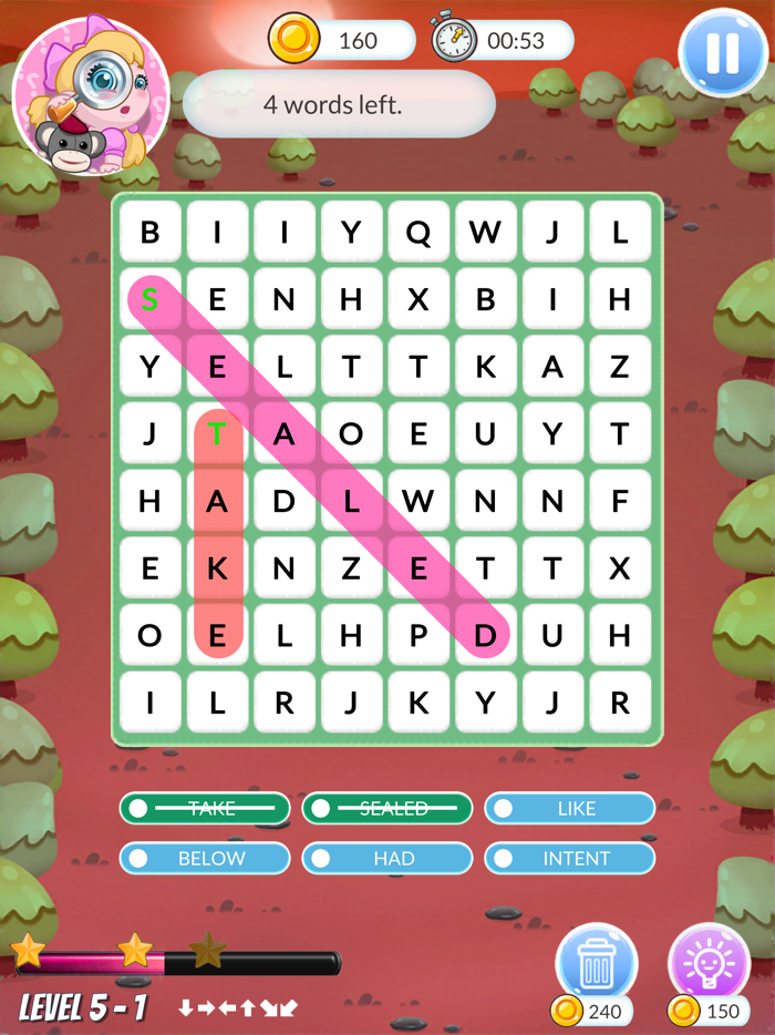 Word search find hidden words