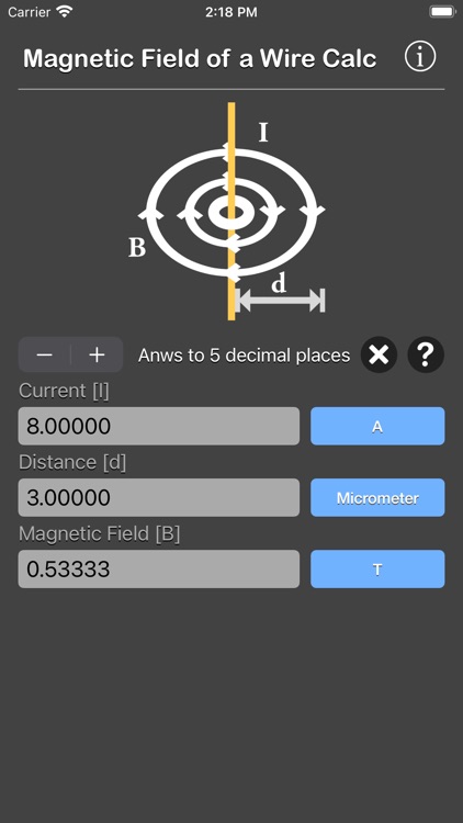 Magnetic Field of a Wire Calc screenshot-3