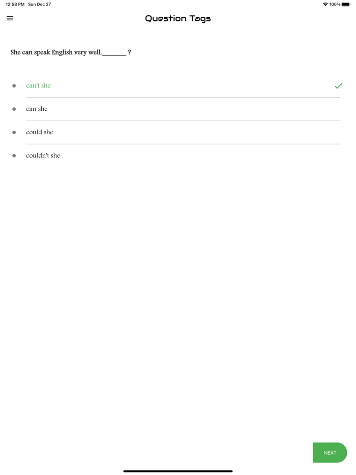 English Question Tags Practice