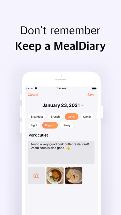 Mealiary - Food Diary screenshot 2
