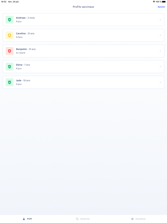 MesVaccins - Suivi des vaccins