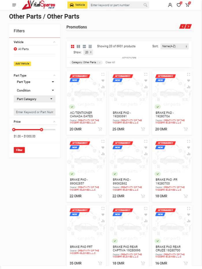 Vital Spares-Auto Parts Store