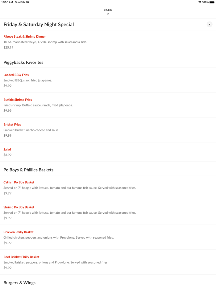 Piggybacks BBQ  Catfish