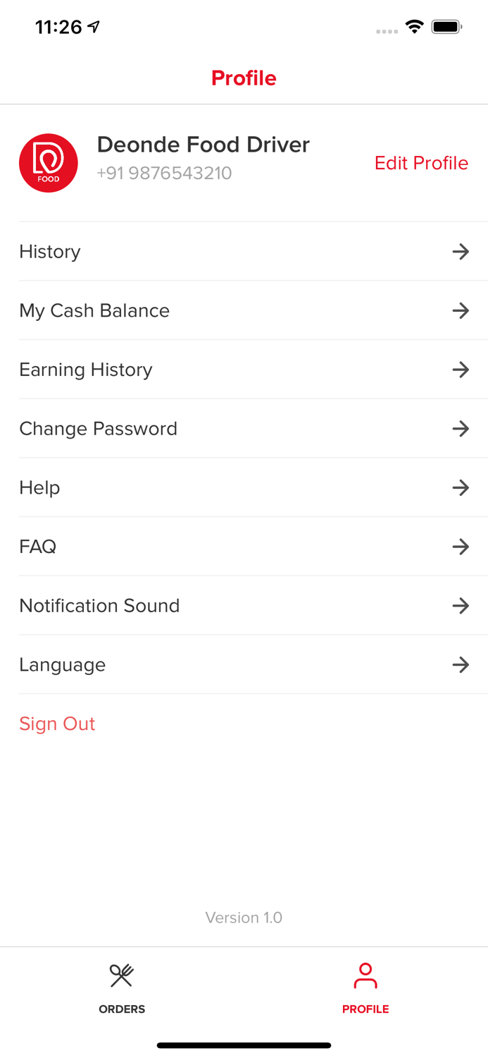 DEONDE Food Delivery Driver