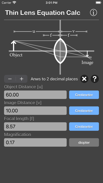 Thin Lens Equation Calc screenshot 4