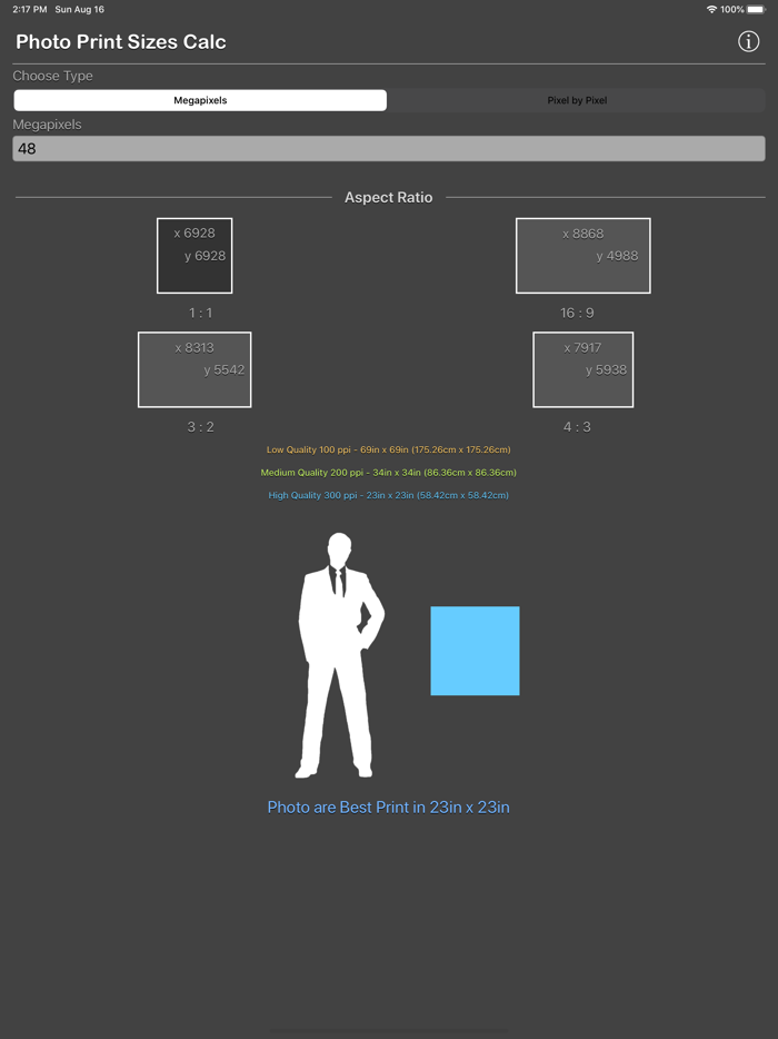 Photo Print Sizes Calculator