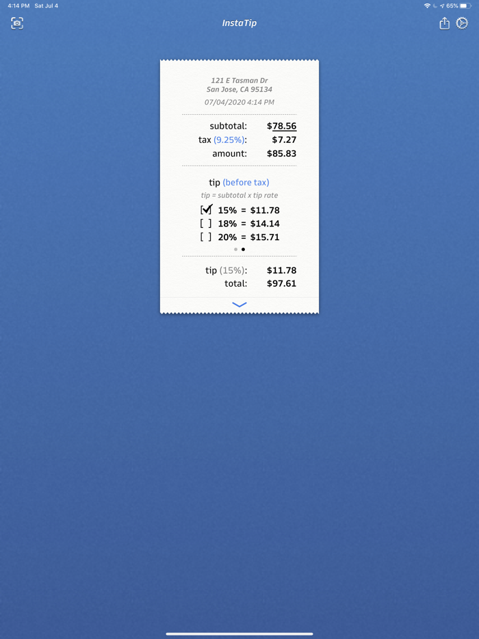 InstaTip Smart Tip Calculator