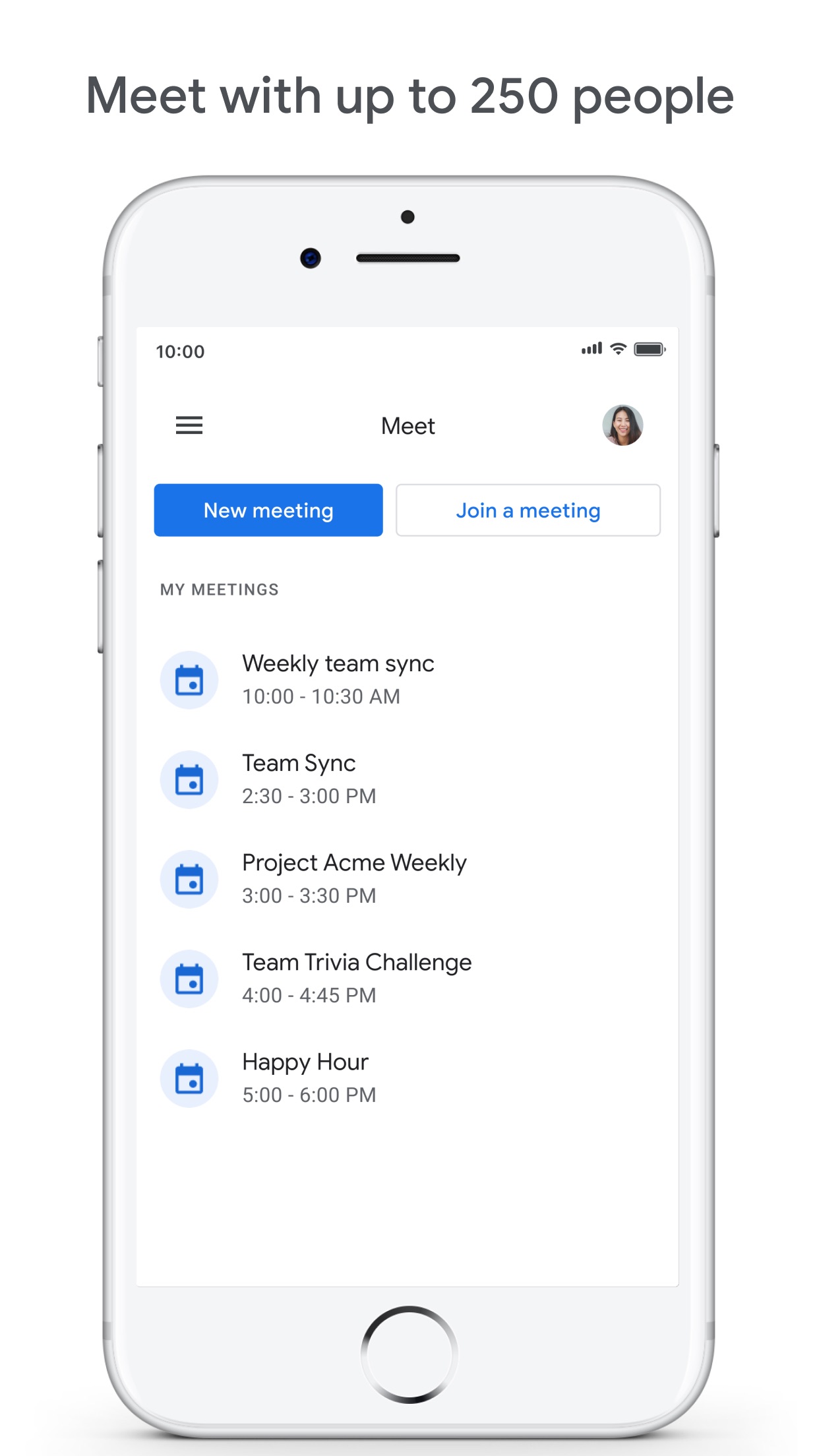 Screenshot do app Google Meet