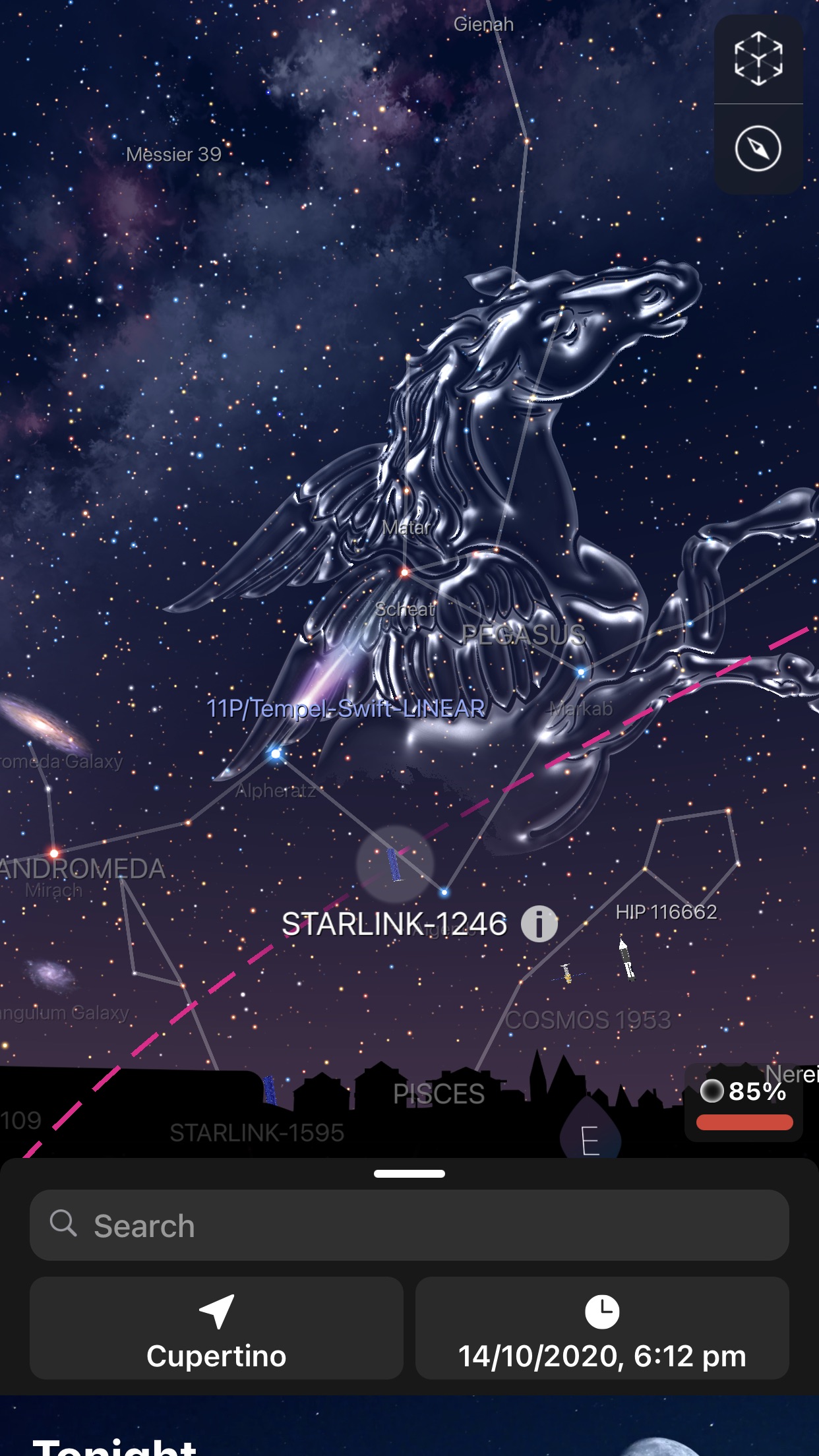 Screenshot do app Night Sky