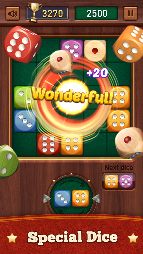 Woody Dice Merge puzzle game App for iPhone Free