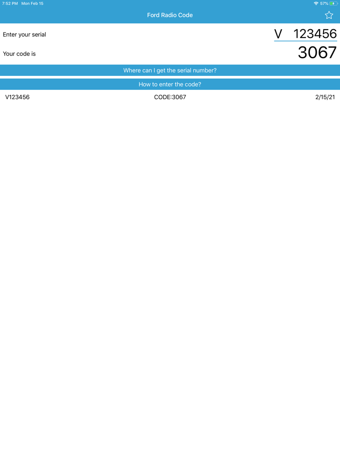 Radio Code for Ford V