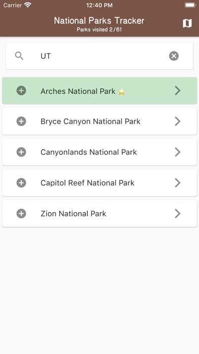 National Parks Tracker screenshot 2