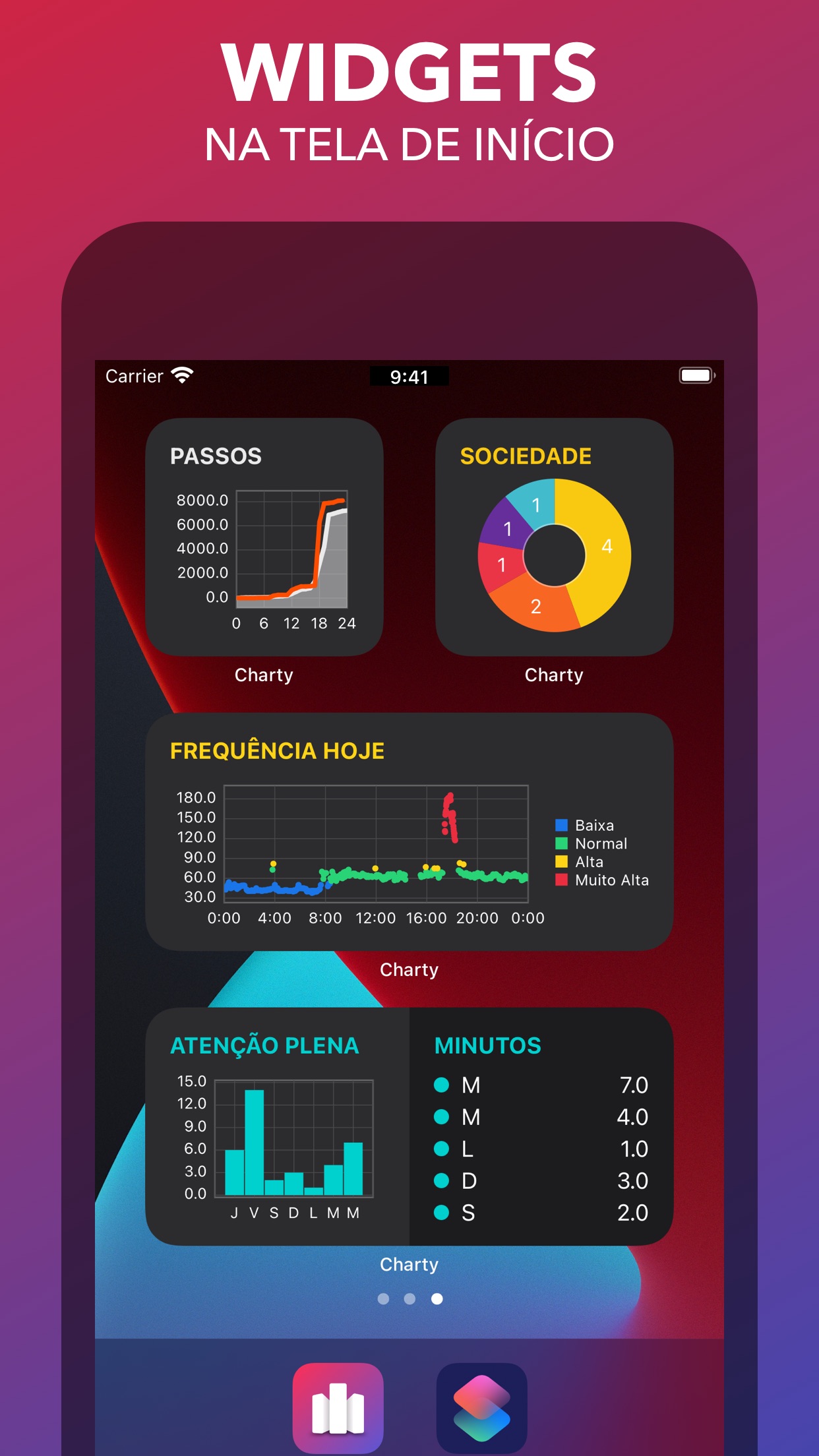 Screenshot do app Charty para Atalhos