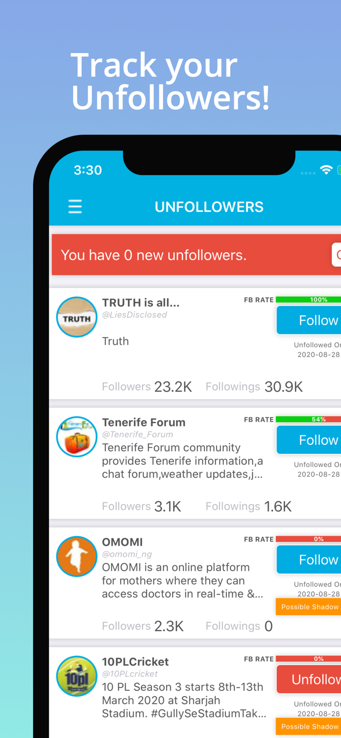Unfollower Stats