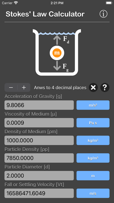 Stokes Law Calculator screenshot 2