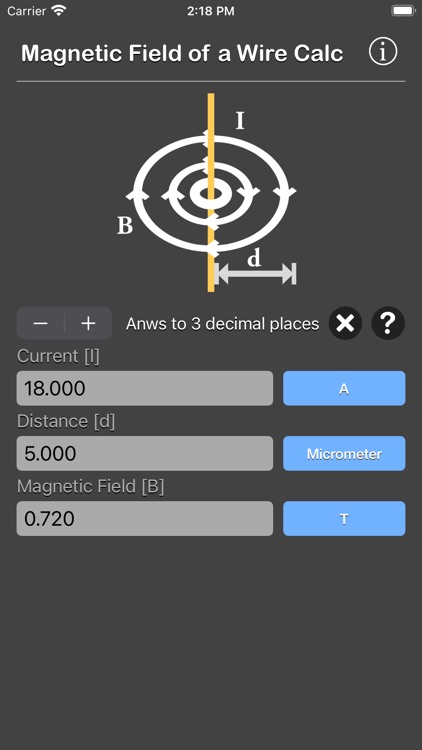 Magnetic Field of a Wire Calc screenshot-6