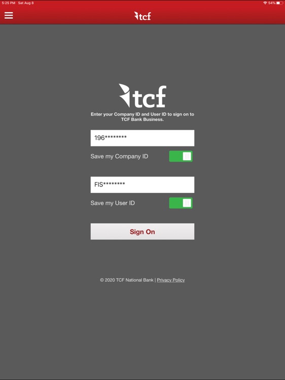 TCF Bank Business for iPad