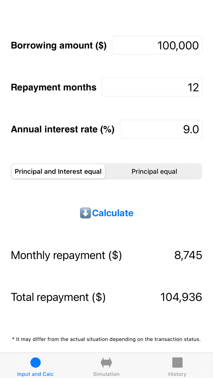 Simple-model Loan Calculator