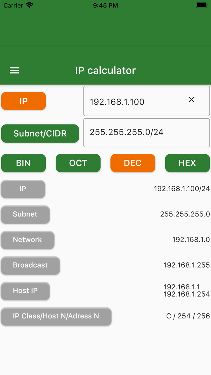 Easy Network calculator