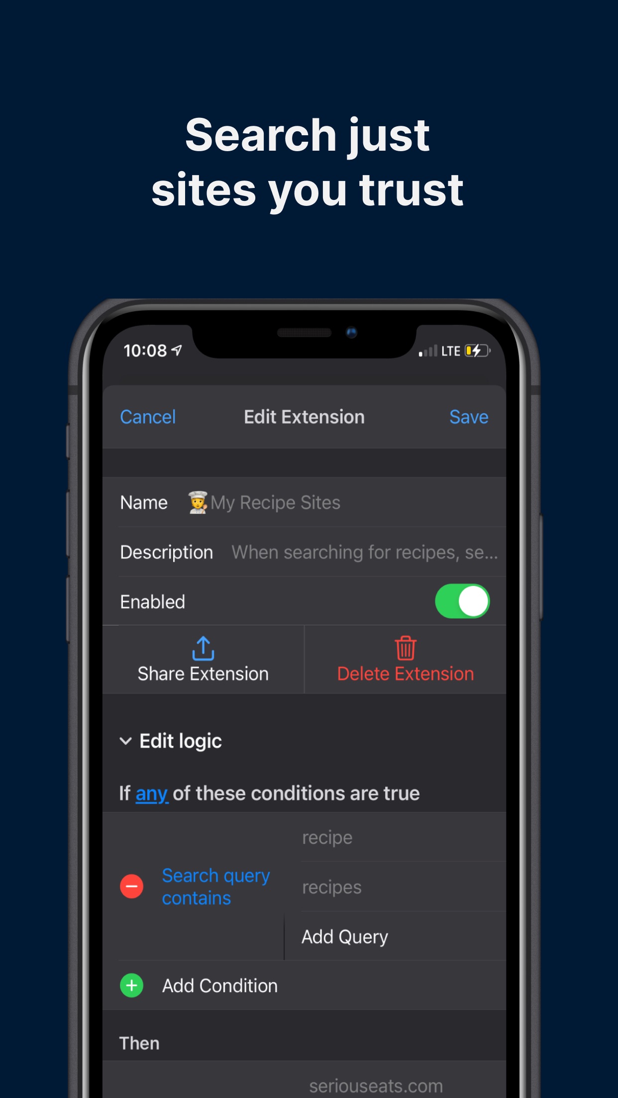 Screenshot do app Insight Browser