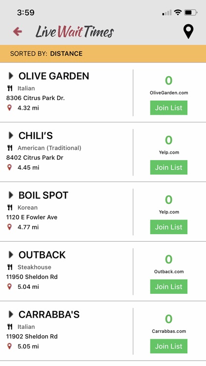 Live Wait Times