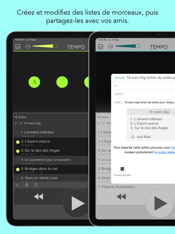 Tempo Métronome avec Setlists Tempo Métronome avec Setlists