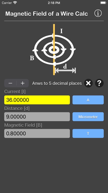 Magnetic Field of a Wire Calc screenshot-4