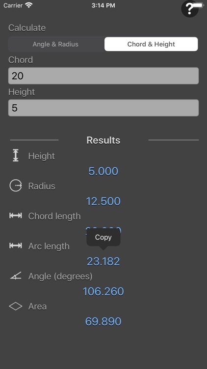 Circular Segment Calculator screenshot-3