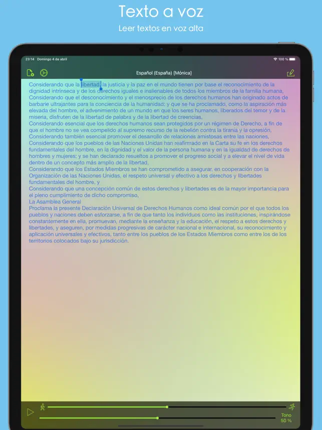 Screenshot 1 Aloud!, lector de textos a voz iphone