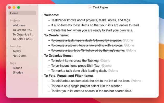 ‎TaskPaper – Plain text to-dos Screenshot