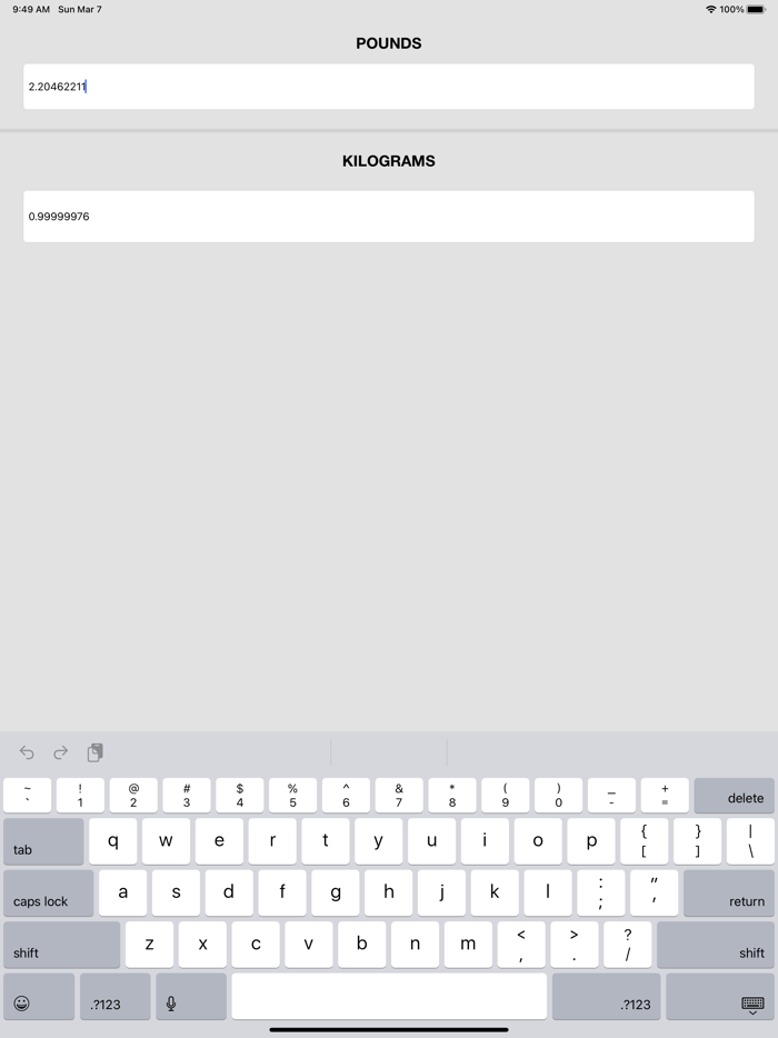 Pounds and Kilograms Converter
