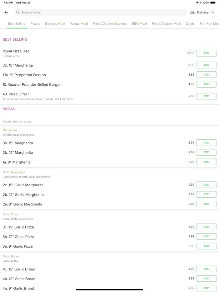 Royal Chicken  Pizza.