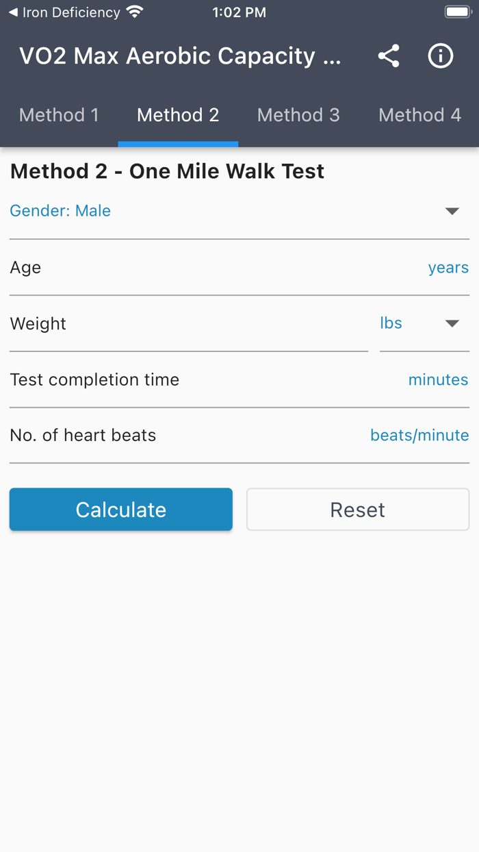 VO2 Max Aerobic Capacity Calc