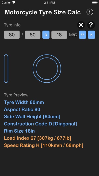 Motorcycle Tyre Size Calc screenshot-9