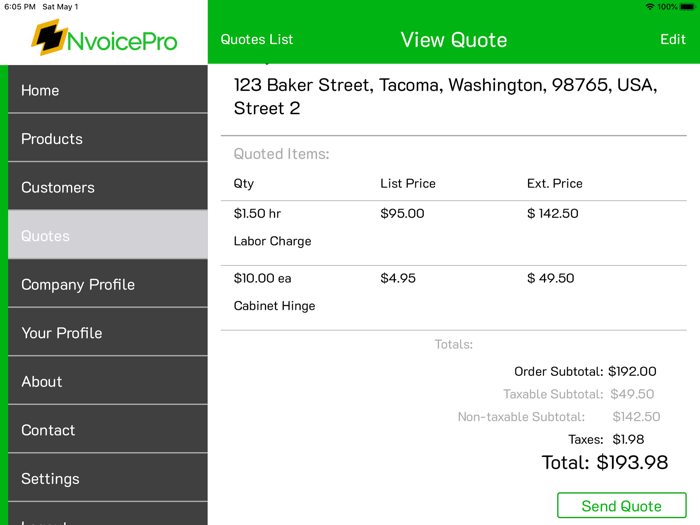 NVoicePro - Quotes  Invoices