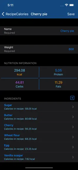 Game screenshot RecipeCalories apk