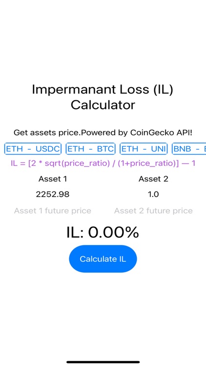 Impermanent Loss Calculator