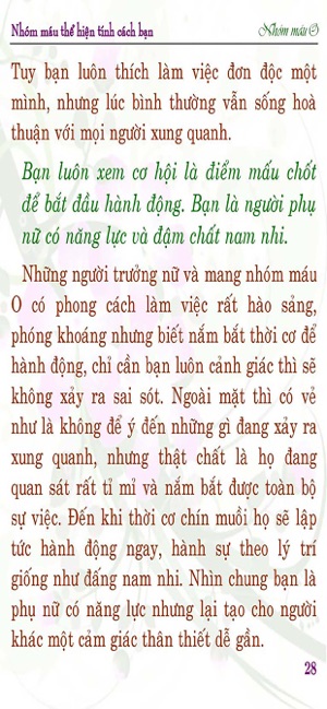 MÁU O THỂ HIỆN TÍNH CÁCH BẠN