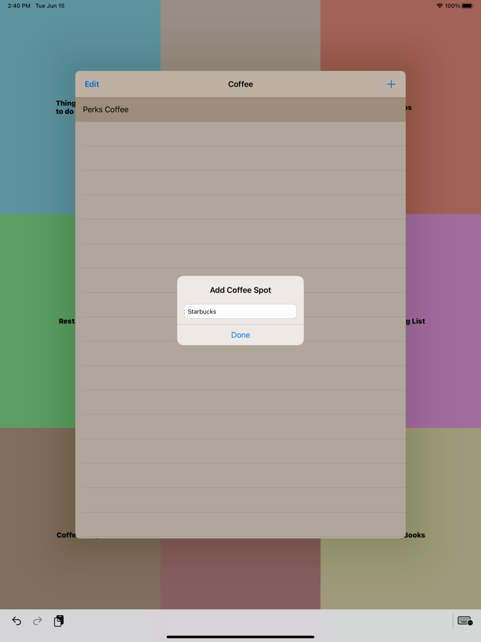 Place and Things Lists