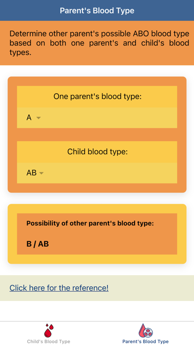 Pocket Blood Type Calculator screenshot 2