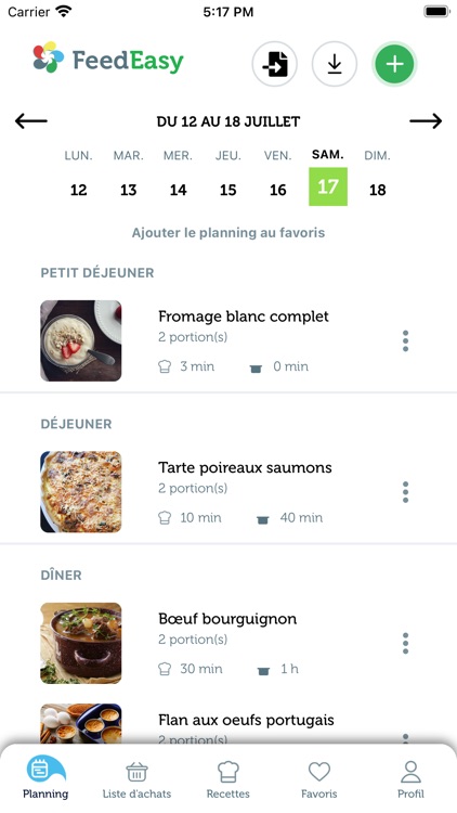 Feed Easy, planifiez vos repas