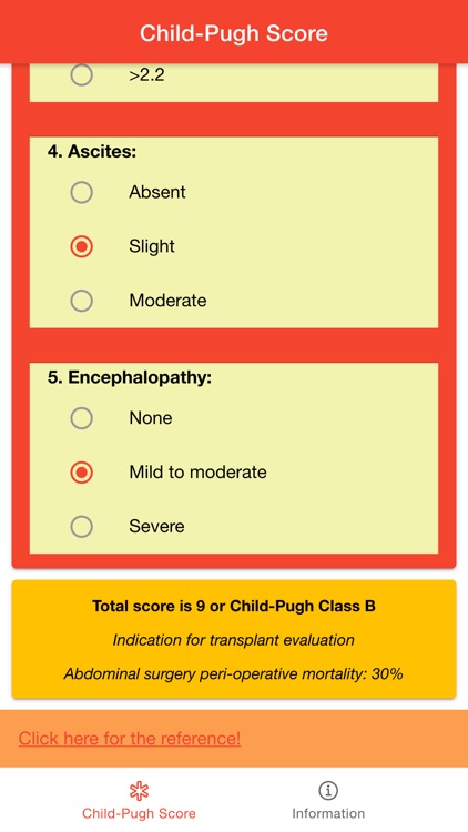 Child Pugh Score Calculator