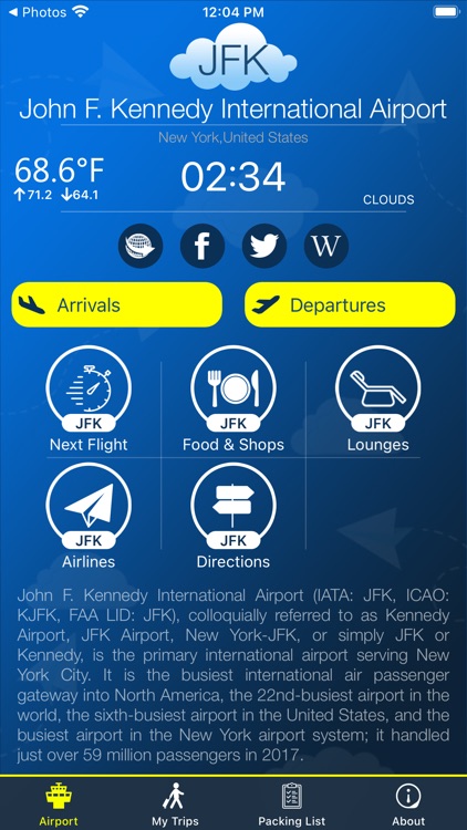 Kennedy Airport Info + Radar