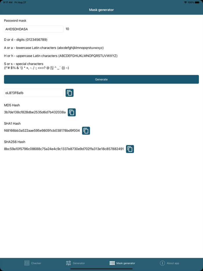 Password checker, generator