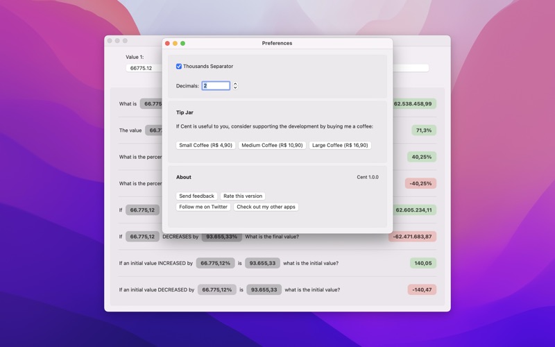 Cent - Percentage Calculator