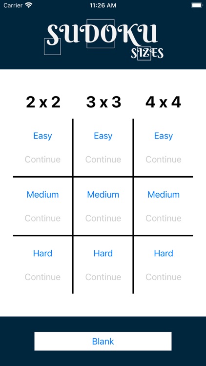 Sudoku Sizes