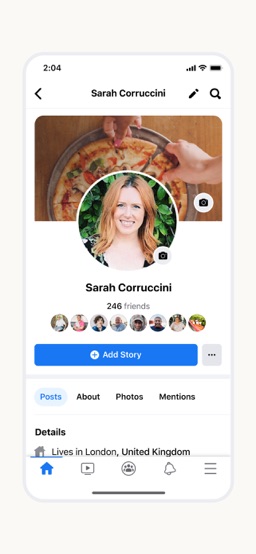 Facebook app screenshot