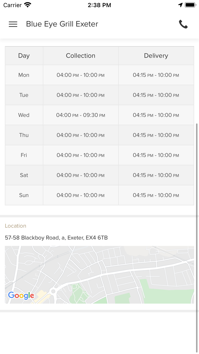 Blue Eye Grill Exeter